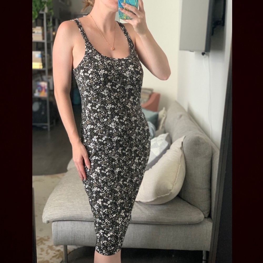 Michael Kors Green Tiny Flower Print Slip Dress